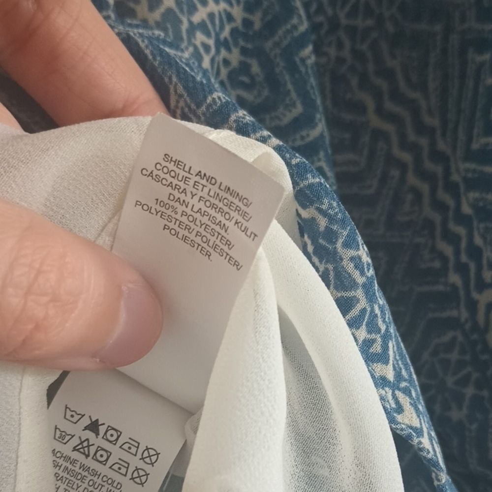 Lucky Brand Blue And White Women's Size M Blouse Cottagecore Top Off Shoulder - Picture 4 of 10